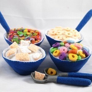 BREAKFAST CEREAL PDF Felt Food Pattern Four Boxes, Cereals, Bowls, Spoons image 3