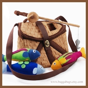 GONE FISHIN&#39; - PDF Pattern (Fishing Basket, Fish, Fishing Pole)