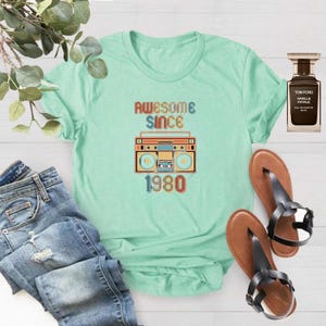 Awesome Since 1980, Rock Tee, Music Shirt, Guitar Shirt, Rock And Roll Sign Tee, Music lover Sweatshirt, Custom Rock n Roll Tee, Rock Style