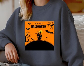 Spooky Halloween Gildan Shirt: Lustiger Geist, Kürbis Design