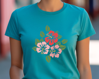 T-shirt floral hibiscus : t-shirt graphique à fleurs d'été