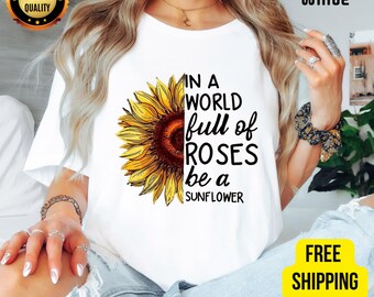 Sunflower Graphic T-Shirt: Bella Canvas Unisex Fit, Nature Lover Tee