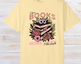 I Love Books-T-shirt: cadeau bloemenboekliefhebber
