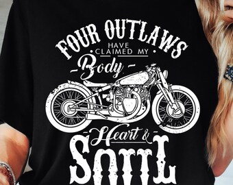 Four Outlaws Have Claimed My Body Heart & Soul T-shirt, Outlaws Mens Shirt, Motorcycle Tee,  Women Sweatshirt, Gift For Him, Gift For Her