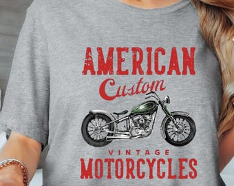 American Custom Vintage Motocycles T-Shirt, Motorcycle Hoodie, Biker Sweatshirt, Motorcycle Gift, Skeleton Bike Shirt, Funny Biker Sweater