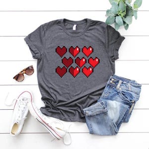 Pixel Heart Gamer Shirt: Funny Video Game Tee