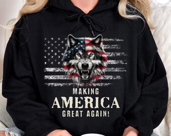 Make America Great Again Shirt, Wolf Gift, Social Activist Shirt, Custom 4th of July Shirt,American Shirt,Independence Day,Patriotic Gift,