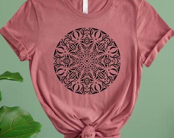Cute Mandala Shirt for Women Gift Yoga Shirt Aesthetic Gift for Her Spring Flower T-shirt Tee Mother's Day Boho Adult Tee Prezent for Mom