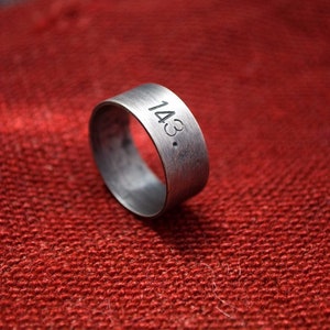 143 I Love You: sterling silver numerical message smooth band personalized/unisex ring image 1