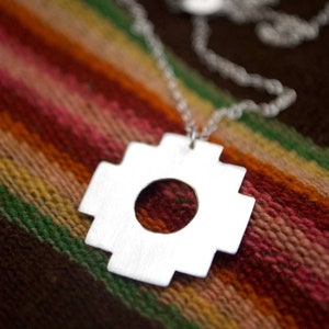 Chakana: handmade sterling silver Andean Inca cross - necklace