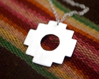 Chakana: handmade sterling silver Andean Inca cross - necklace