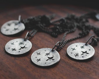Starry Night: sterling silver secret message - good friends are like stars... (made to order)  - necklace