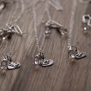 monogram sterling silver heart your choice of bead or pear necklace image 1