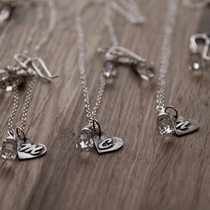 monogram sterling silver heart (your choice of bead or pear) - necklace