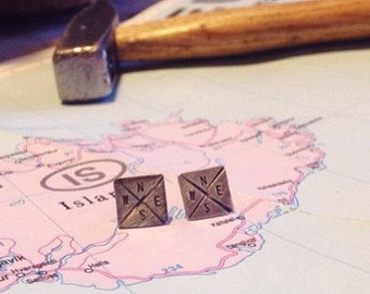 compass: find your way (sterling silver) - stud earrings