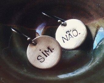 SALE: Words - Yes / No (made to order - you pick your language) - Earrings