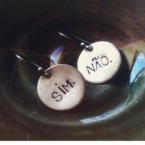 SALE: Words Yes / No made to order you pick your language Earrings zdjęcie 1