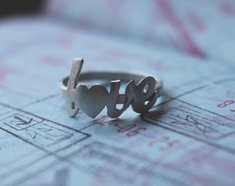 love letter sterling silver (personalize heart with initials) - ring