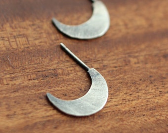 Florida- sterling silver crescent moon (READY TO MAIL) - stud hoop earrings