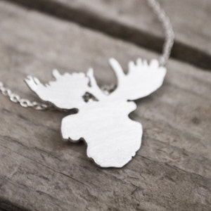 woodland moose head silhouette (READY TO MAIL) - necklace