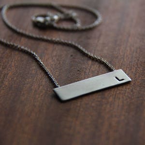 horizontal sterling silver rectangle bar hand stamped personalized made to order necklace image 1