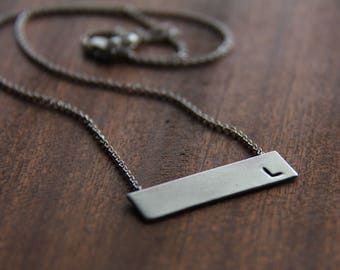 horizontal sterling silver rectangle bar (hand stamped - personalized - made to order) - necklace