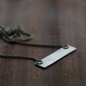 horizontal sterling silver rectangle bar hand stamped personalized made to order necklace image 3