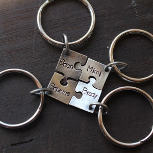 custom order: personalize puzzle pendants or keychains 4 separate sterling silver jigsaw puzzle pieces image 3