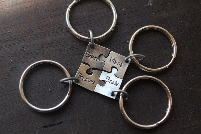 custom order: personalize puzzle pendants or keychains 4 separate sterling silver jigsaw puzzle pieces image 3