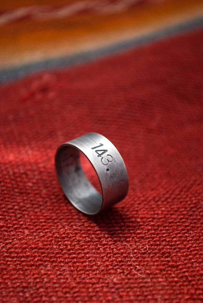 143 I Love You: sterling silver numerical message smooth band personalized/unisex ring image 1