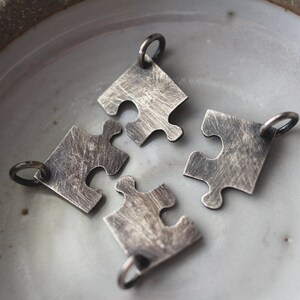 custom order: personalize puzzle pendants or keychains 4 separate sterling silver jigsaw puzzle pieces image 4