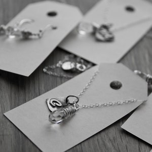 monogram sterling silver heart your choice of bead or pear necklace image 2