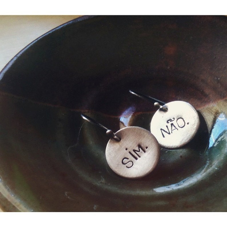 SALE: Words Yes / No made to order you pick your language Earrings zdjęcie 1