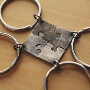 custom order: personalize puzzle pendants or keychains 4 separate sterling silver jigsaw puzzle pieces image 1