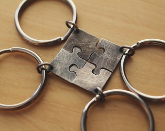 custom order: personalize puzzle pendants or keychains (4 separate sterling silver jigsaw puzzle pieces)