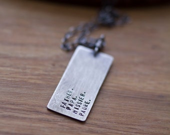 Father. Papa. Missier. Padre. (made to order - personalize - sterling silver men's dog tag) - necklace