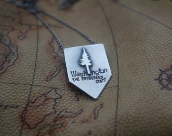 Washington: The Evergreen State (READY TO MAIL) - sterling silver necklace