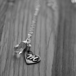 monogram sterling silver heart your choice of bead or pear necklace image 3