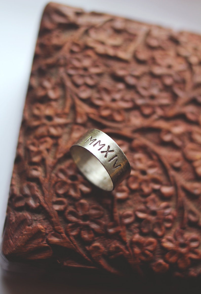 roman numeral ring: sterling silver personalize with your own special date made to order image 1