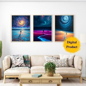 Ethereal Beach Dreams Digital Wall Art Mystical Ocean Surreal Coastal Decor Printable Art