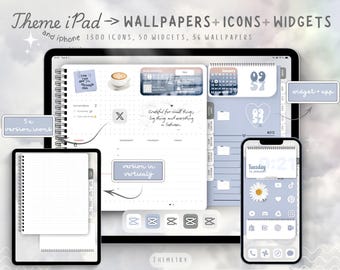 Minimalist Blue Sky iPad iOS Theme, Aesthetic Cloud Wallpaper Pack for iPad (Digital Download)