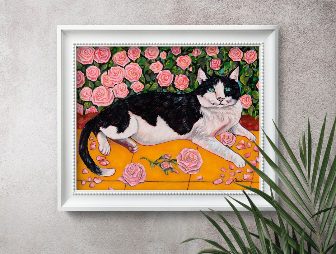 Cat Fine Art Print irresistible by Touria Berrada Oil Painting High