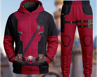Deadpool 3D Costume Hoodie, Anti Hero Character Cosplay Costume Hoodie, Halloween 3D Cosplay Outfit, Movie Character All Over Print Shirt