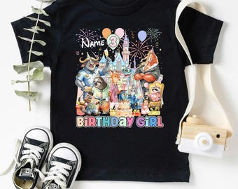Personalized Name Age Zootopia 2 Birthday Shirt, Wdw Judy Hopps Nick Wilde Gary De'Snake Birthday Present Gift, Wdwland Family Tee