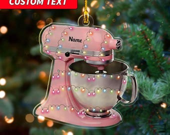 Personalized Baking 2D Flat Acrylic Ornament, Custom Name Baking Lover Christmas Ornament, Baking Mixer Christmas Ornament