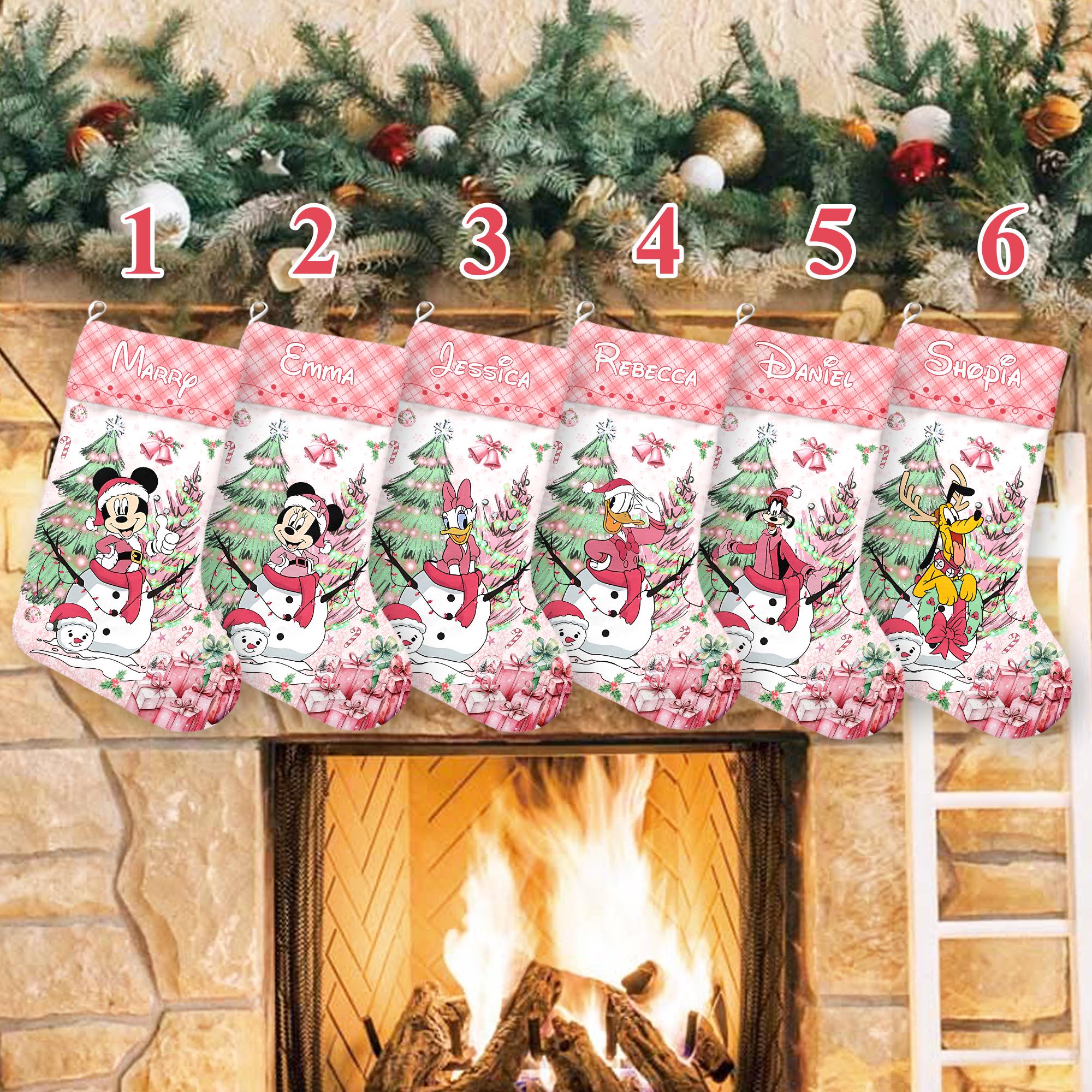 Discover Personalized Mickey And Friends Snowman Xmas Stocking, Magic Kingdom Stockings, Mickey Christmas Socks Home Decoration, Disney Sock