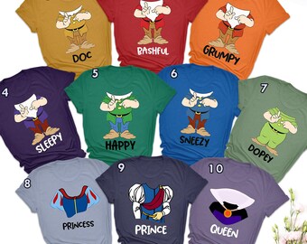 Matching 7 Dwarf Group Shirt, 7 Dwarf Costume Group Shirt, 7 Dwarf Shirt, Cosplay Costume Seven Dwarf, Group Halloween