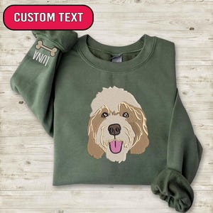 Custom Photo And Text Dog Pet Embroidered Sweatshirt, Custom Dog Portrait Shirt, Pet Sweatshirt, Mom Dog's Gift, Unique Gifts For Dog Lovers
