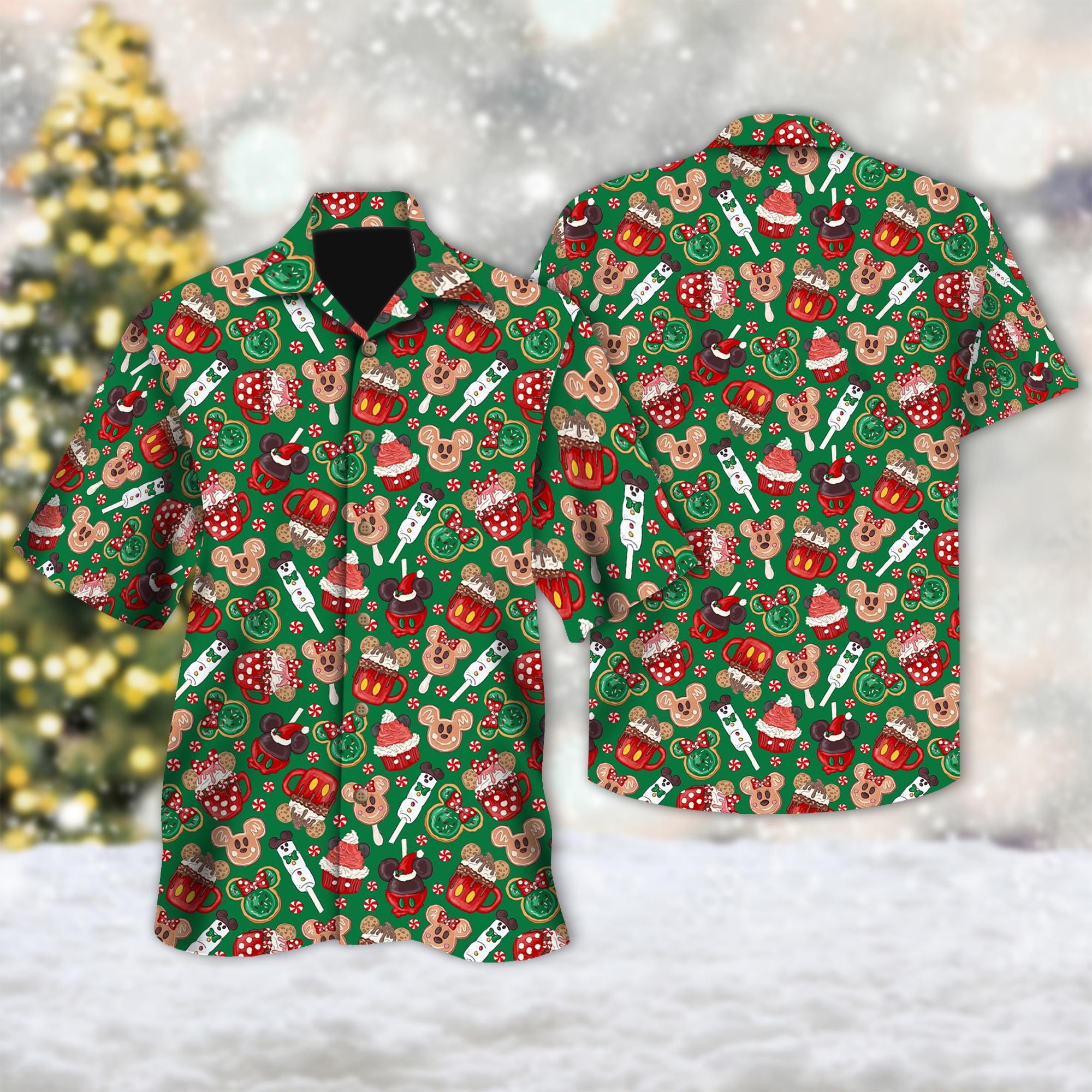 Discover Disney Mickey & Friends Christmas Hawaiian Shirt, Mickey Mouse Button Up Shirt, Mickey Mouse Xmas Hawaiian Shirt, Xmas Magic Kingdom Shirt