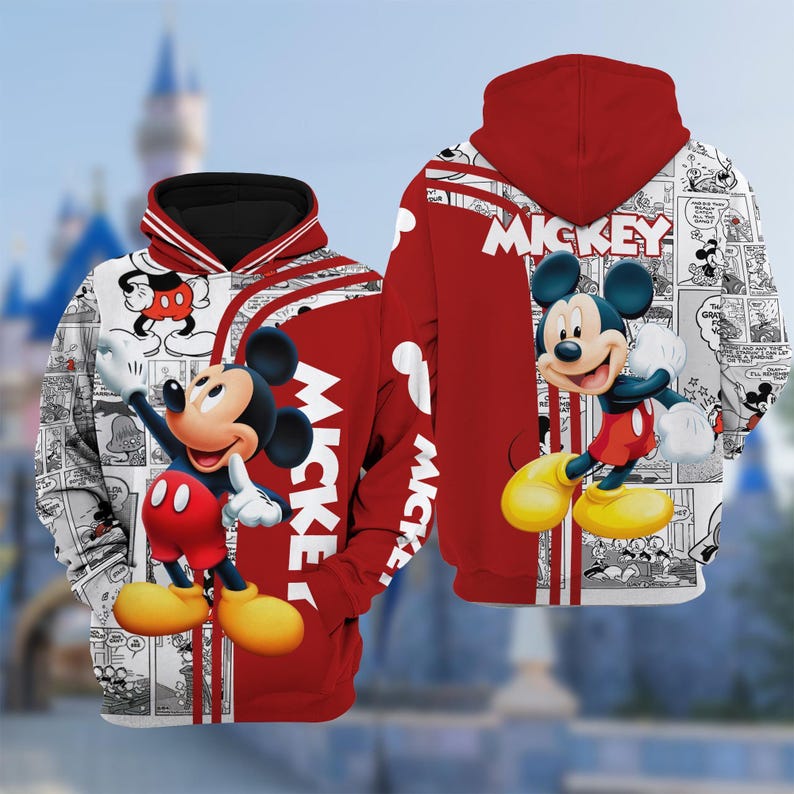 Personalized Mickey Mouse Hoodie, Mickey Mouse 3D Adult T-shirt Hoodie, Mickey Mouse All Over Print Shirt, Cartoon Movie Hoodie 画像 1